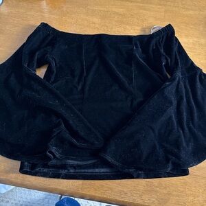 Boston Proper Black Velvet Off-Shoulder Mini Skirt